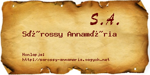 Sárossy Annamária névjegykártya