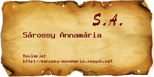 Sárossy Annamária névjegykártya